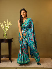 Aqua Green Pochampalli Silk Ikat Saree - SRAGPSIS155