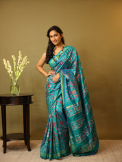 Aqua Green Pochampalli Silk Ikat Saree - SRAGPSIS155