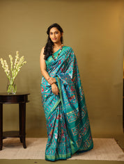 Aqua Green Pochampalli Silk Ikat Saree - SRAGPSIS155
