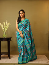 Aqua Green Pochampalli Silk Ikat Saree - SRAGPSIS155