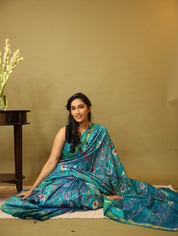 Aqua Green Pochampalli Silk Ikat Saree - SRAGPSIS155