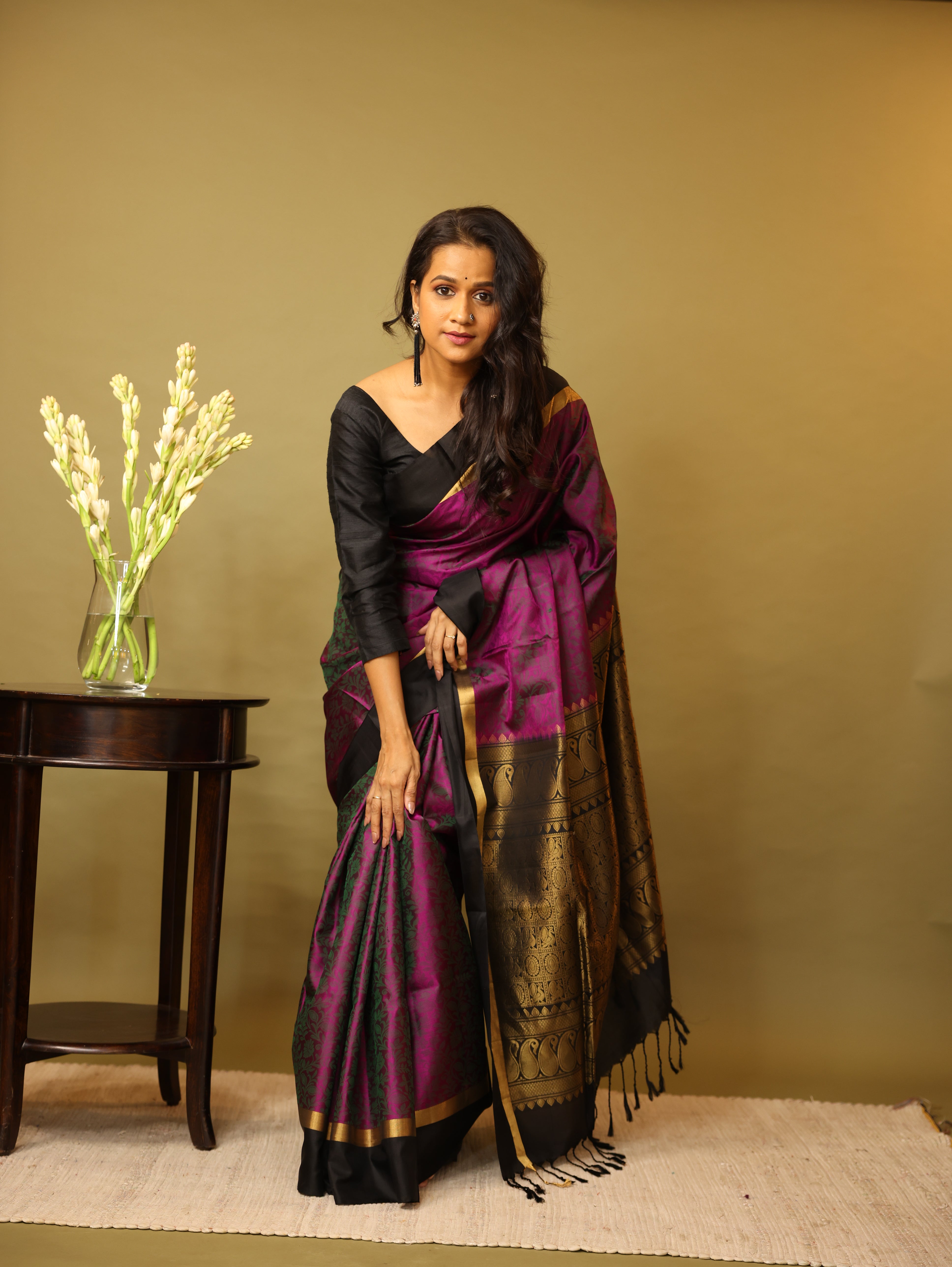 Purple Soft Silk Saree - SRPSSS245