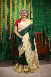 Green & Black Kanjeevaram Silk Saree - SRGBKSS918