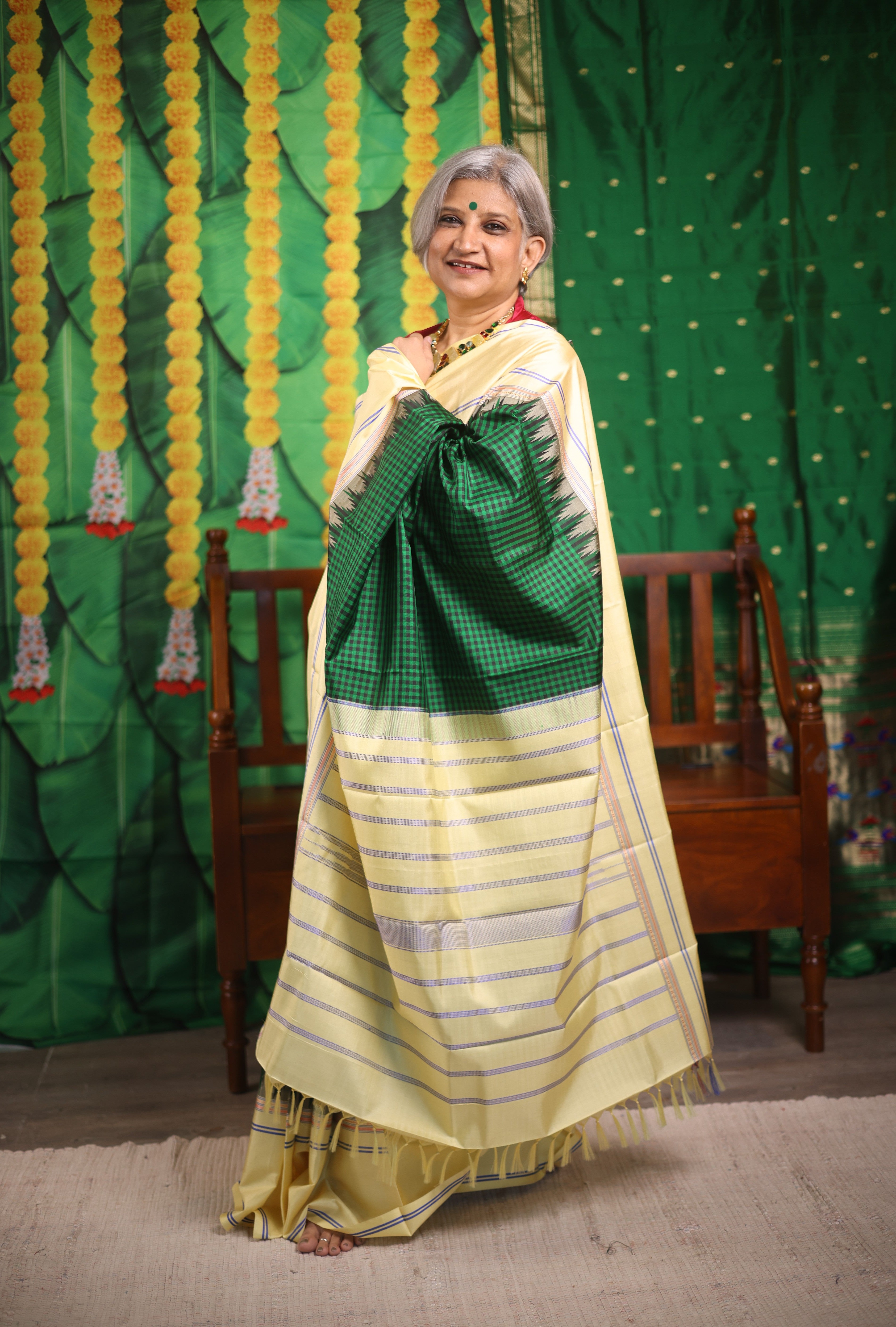 Green & Black Kanjeevaram Silk Saree - SRGBKSS918