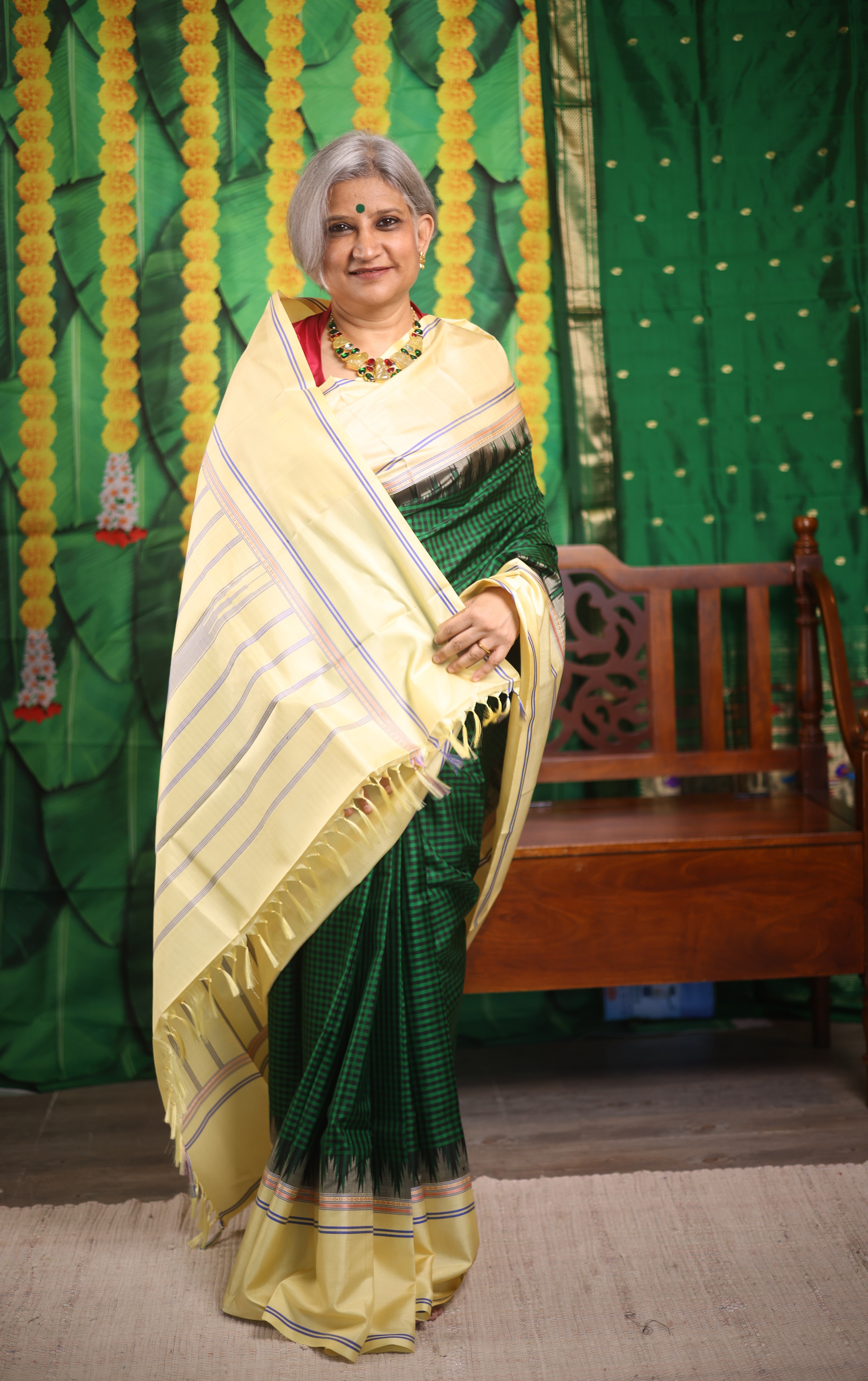 Green & Black Kanjeevaram Silk Saree - SRGBKSS918