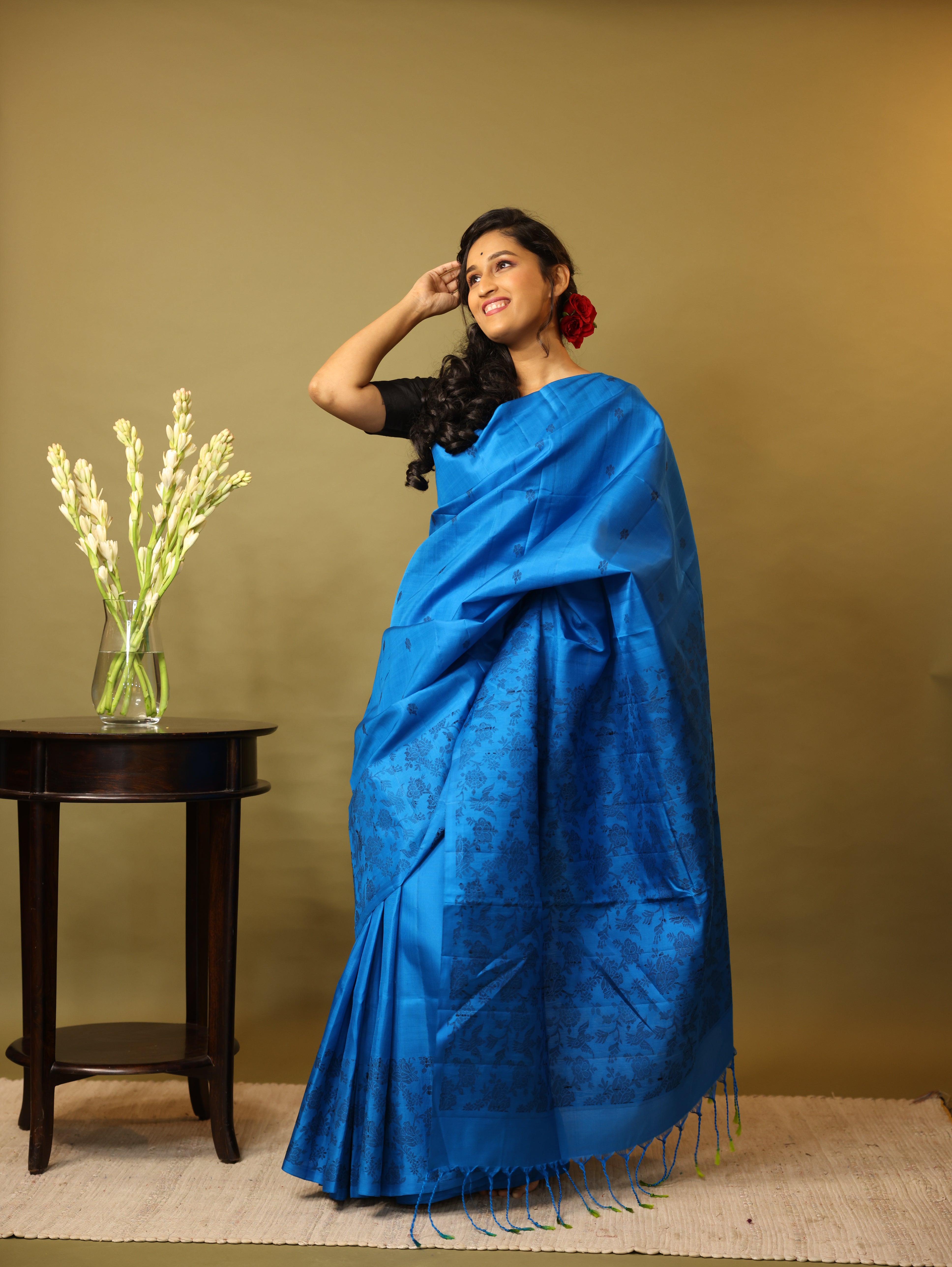 Blue Soft Silk Saree - SRBSSS276