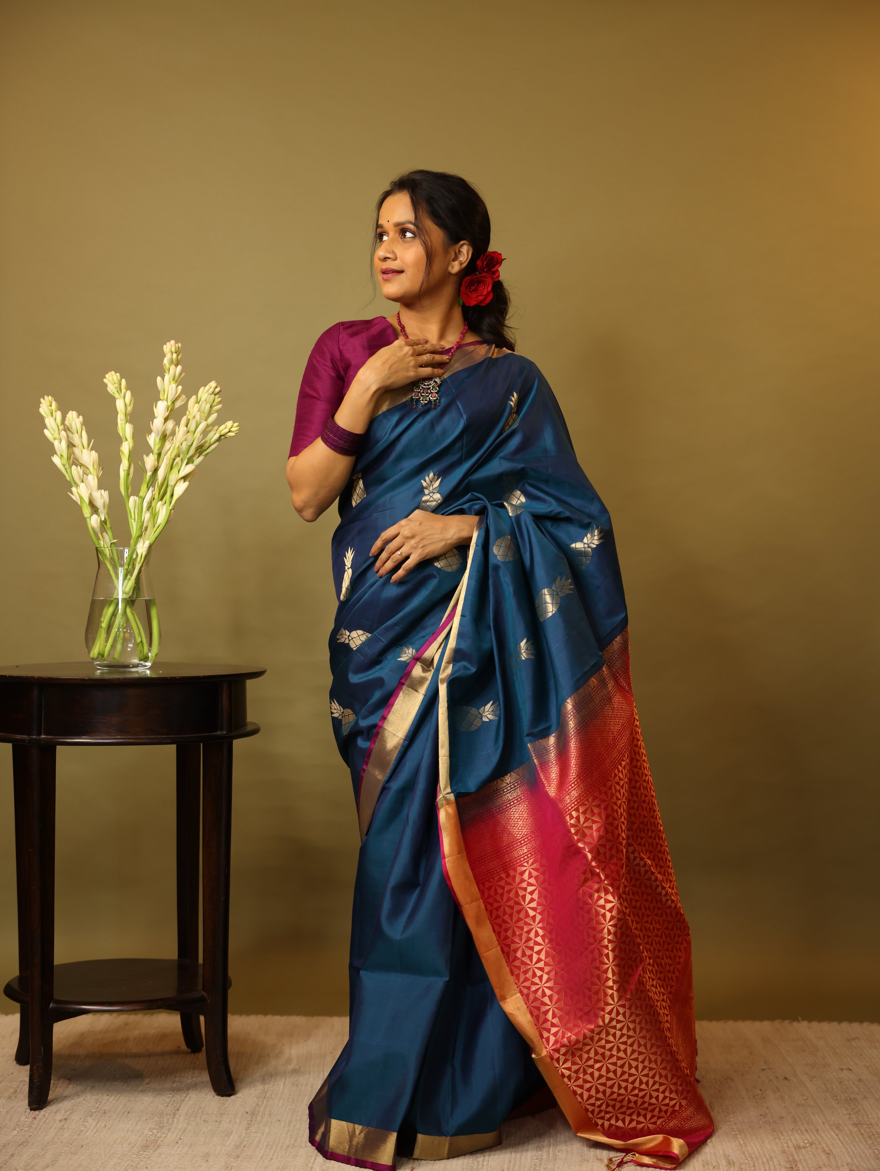 Peacock Blue Soft Silk Saree - SRPBSSS218
