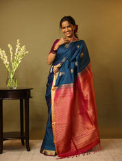 Peacock Blue Soft Silk Saree - SRPBSSS218