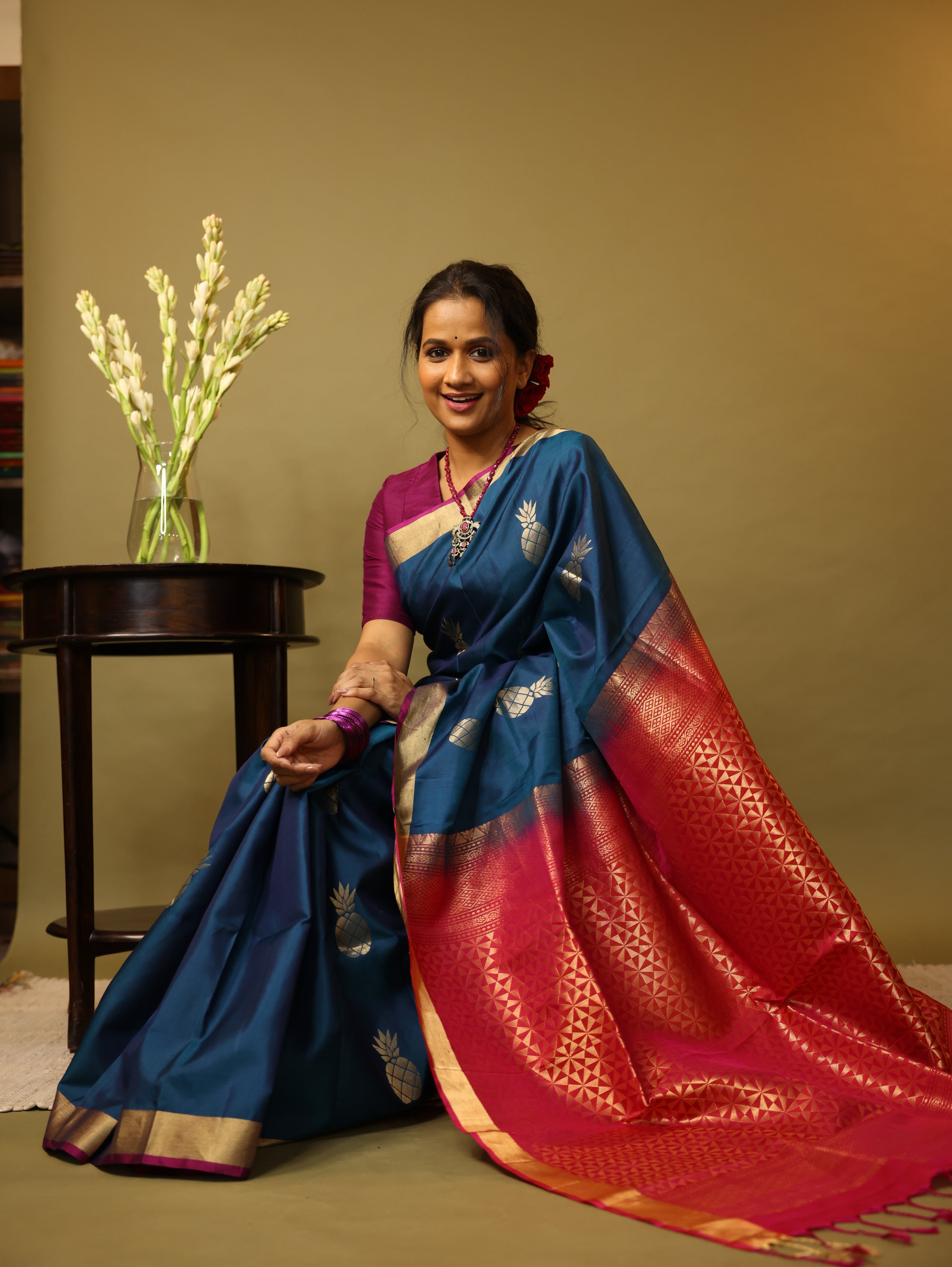 Peacock Blue Soft Silk Saree - SRPBSSS218