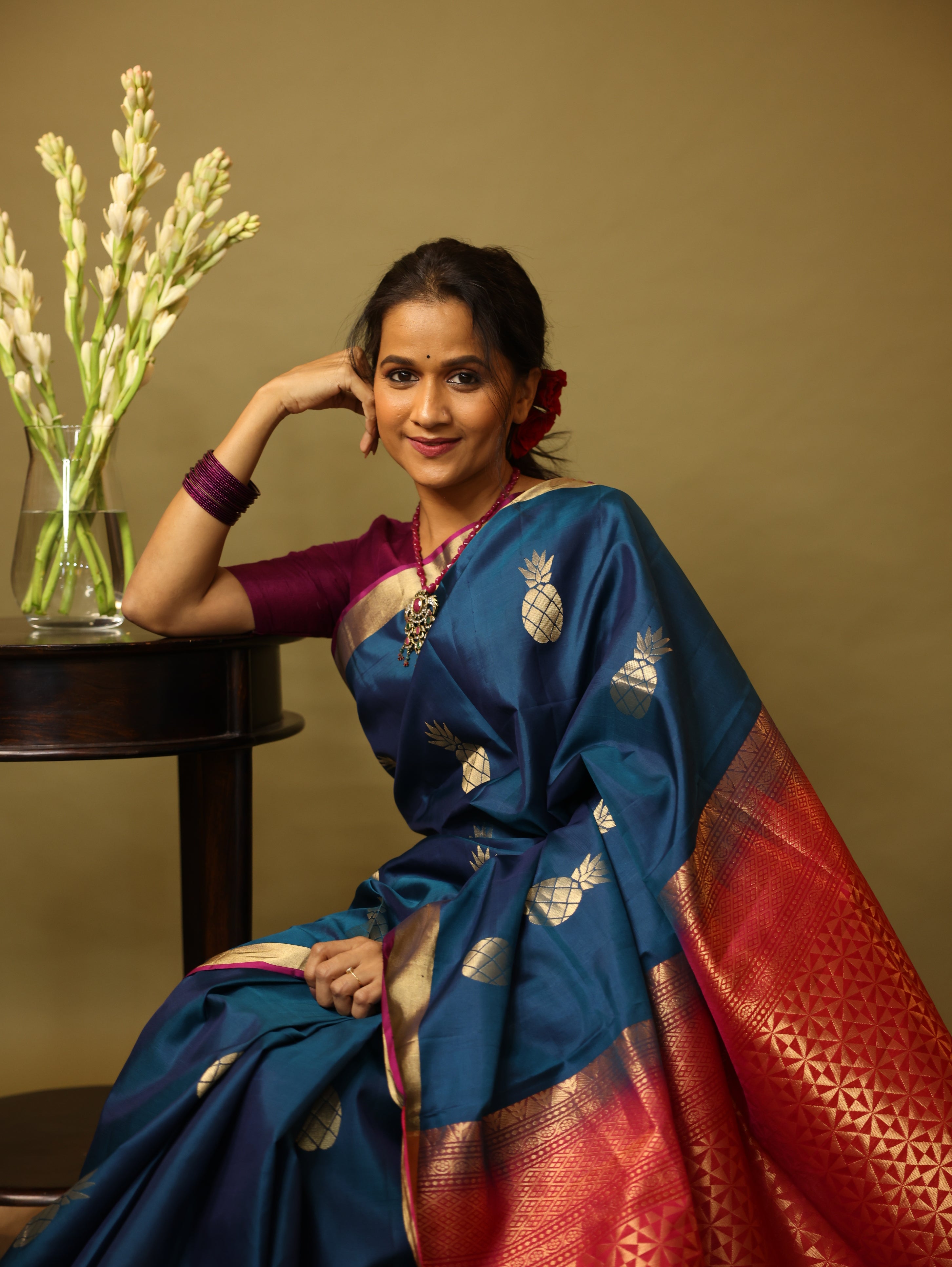 Peacock Blue Soft Silk Saree - SRPBSSS218