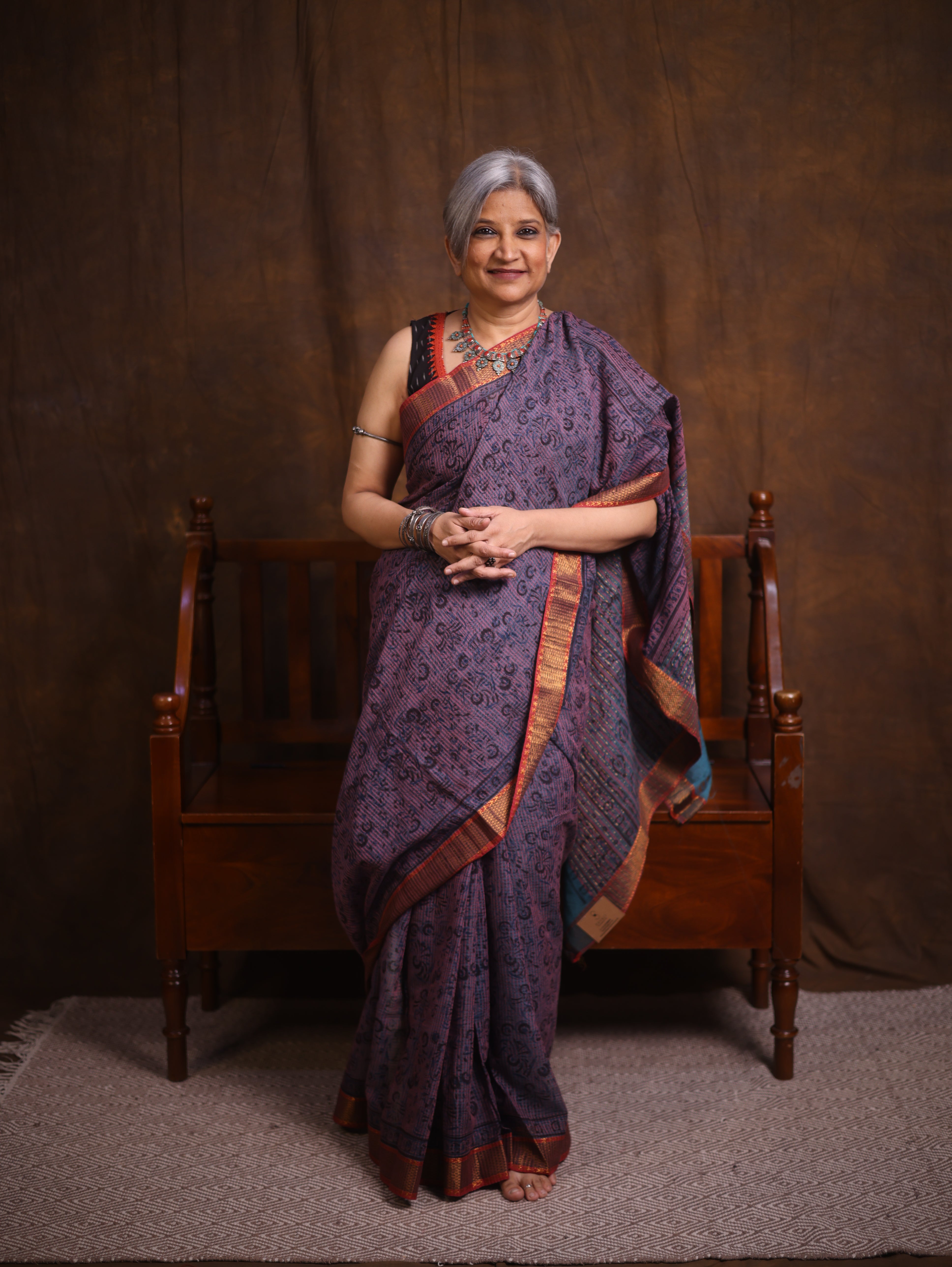 Pink Gray HBP Mangalgiri Cotton Saree - SRPGHMCS015