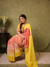 Pestle Red Pochampalli Cotton Ikat Saree - SRPRPCIS678