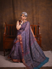 Pink Gray HBP Mangalgiri Cotton Saree - SRPGHMCS015