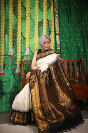 Cream Gadwal Silk Saree - SRCGSS514