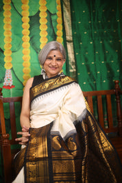 Cream Gadwal Silk Saree - SRCGSS514