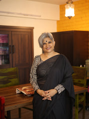 Black Mul Cotton Saree-SRBMCS5