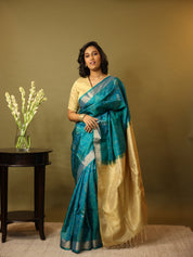 Two Tone Green Soft Silk Saree - SRTTGSSS261