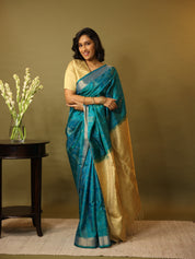Two Tone Green Soft Silk Saree - SRTTGSSS261