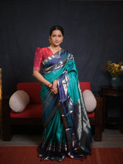 Turquoise Green Kanjivaram Silk Saree - SRTGKSS981