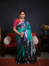 Turquoise Green Kanjivaram Silk Saree - SRTGKSS981