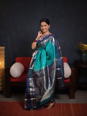 Turquoise Green Kanjivaram Silk Saree - SRTGKSS981