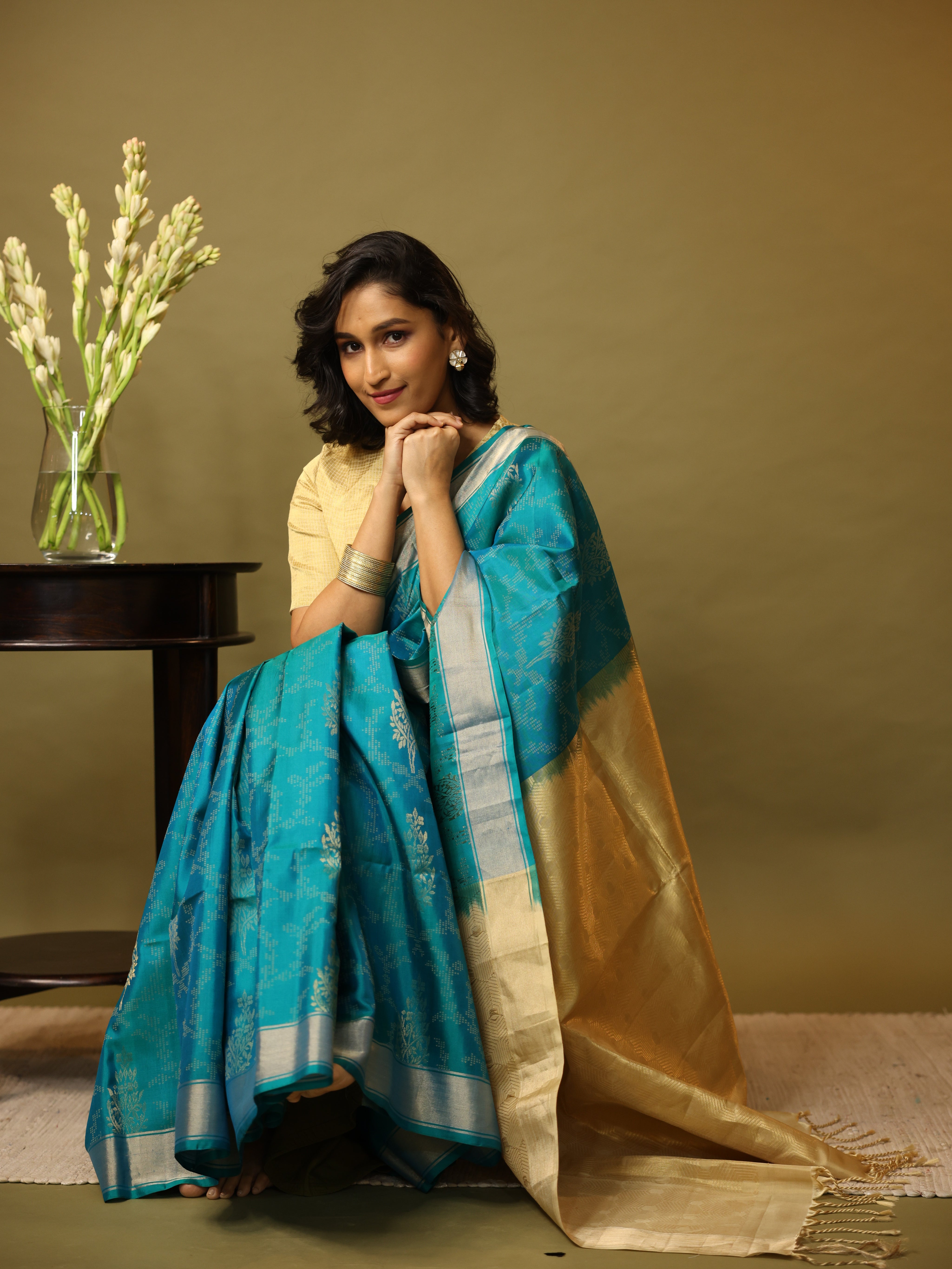 Two Tone Green Soft Silk Saree - SRTTGSSS261