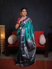 Turquoise Green Kanjivaram Silk Saree - SRTGKSS981
