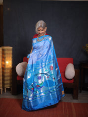 Sky Blue Silk Paithani Saree - SRSBSPS736