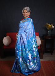 Sky Blue Silk Paithani Saree - SRSBSPS736
