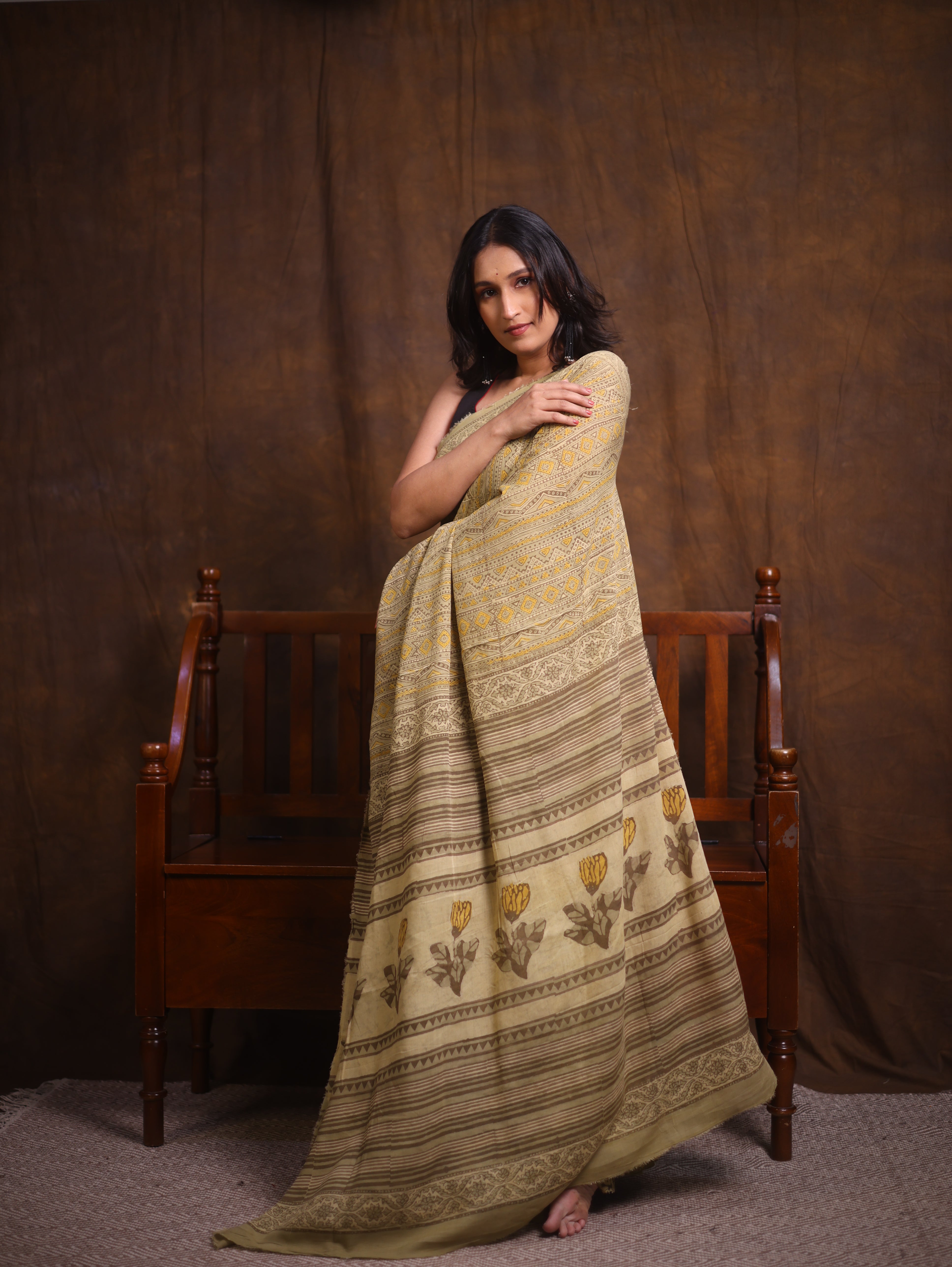 Sage Green HBP Modal Silk Saree - SRSGMSS487