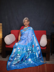 Sky Blue Silk Paithani Saree - SRSBSPS736