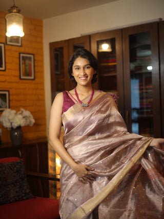 Mauve Sequin Tussar Silk Saree - SRMSTSS984