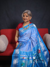 Sky Blue Silk Paithani Saree - SRSBSPS736