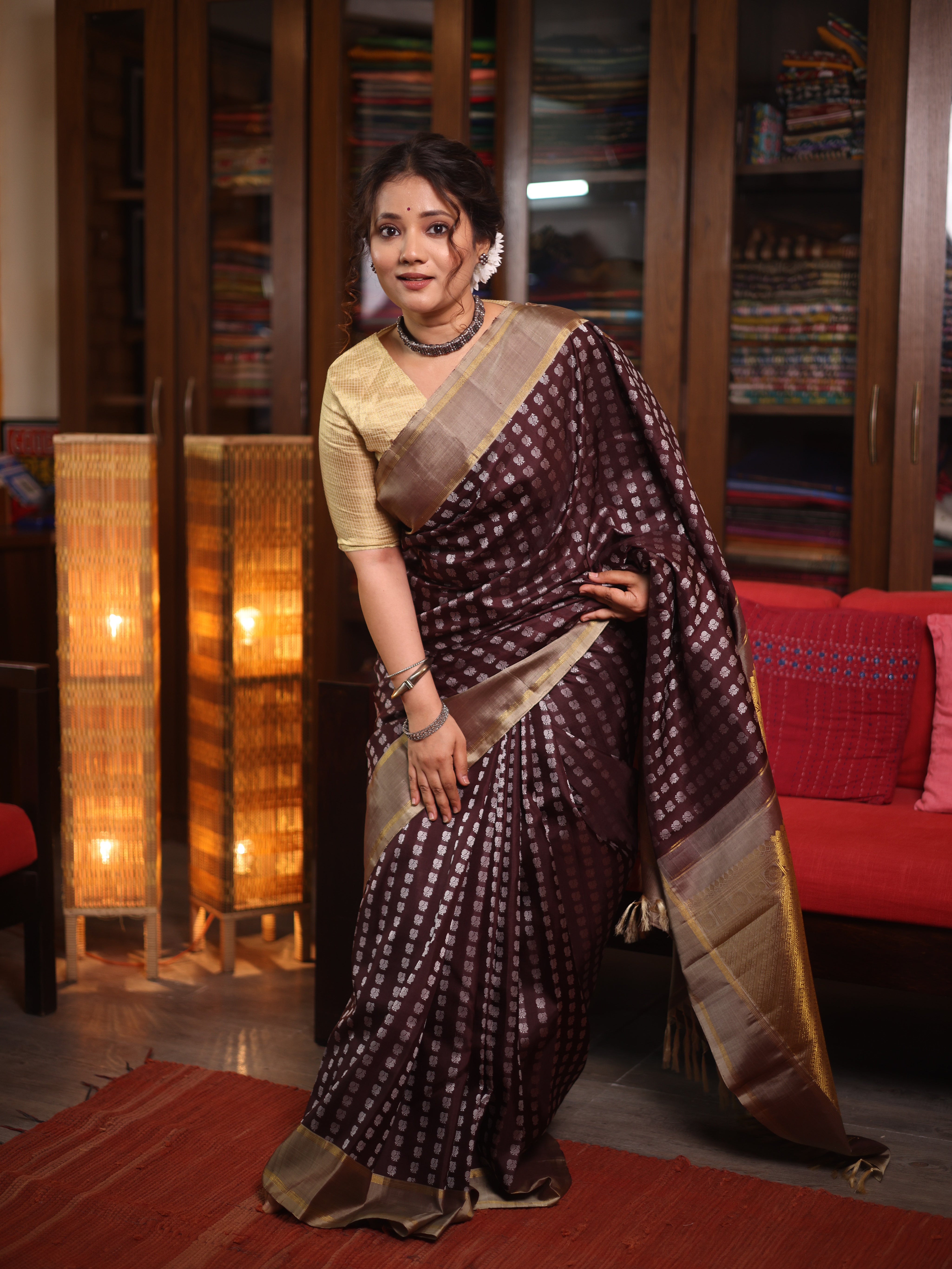 Coffee Brown Kanjivaram Silk Saree - SRCBKSS1030