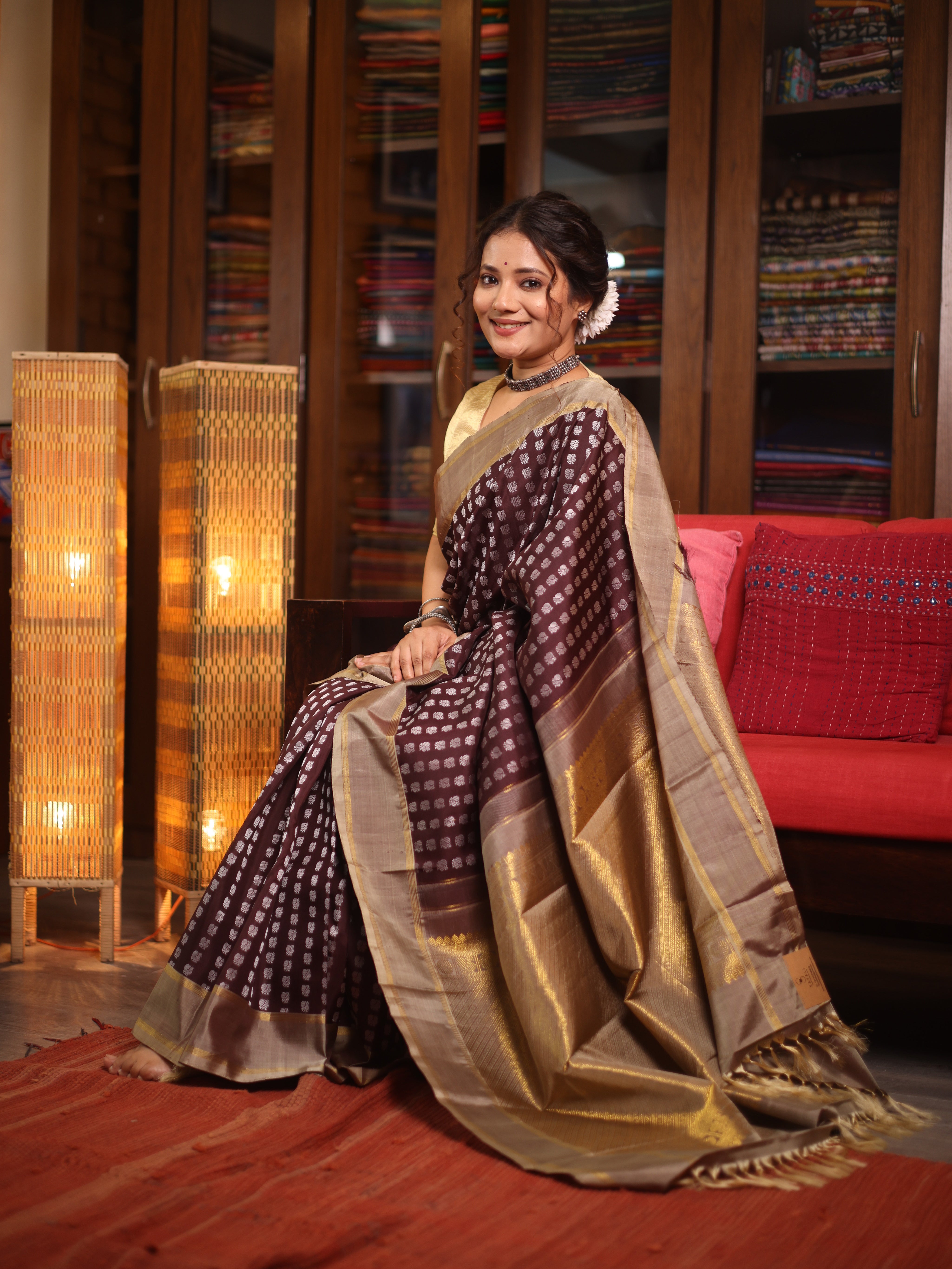 Coffee Brown Kanjivaram Silk Saree - SRCBKSS1030