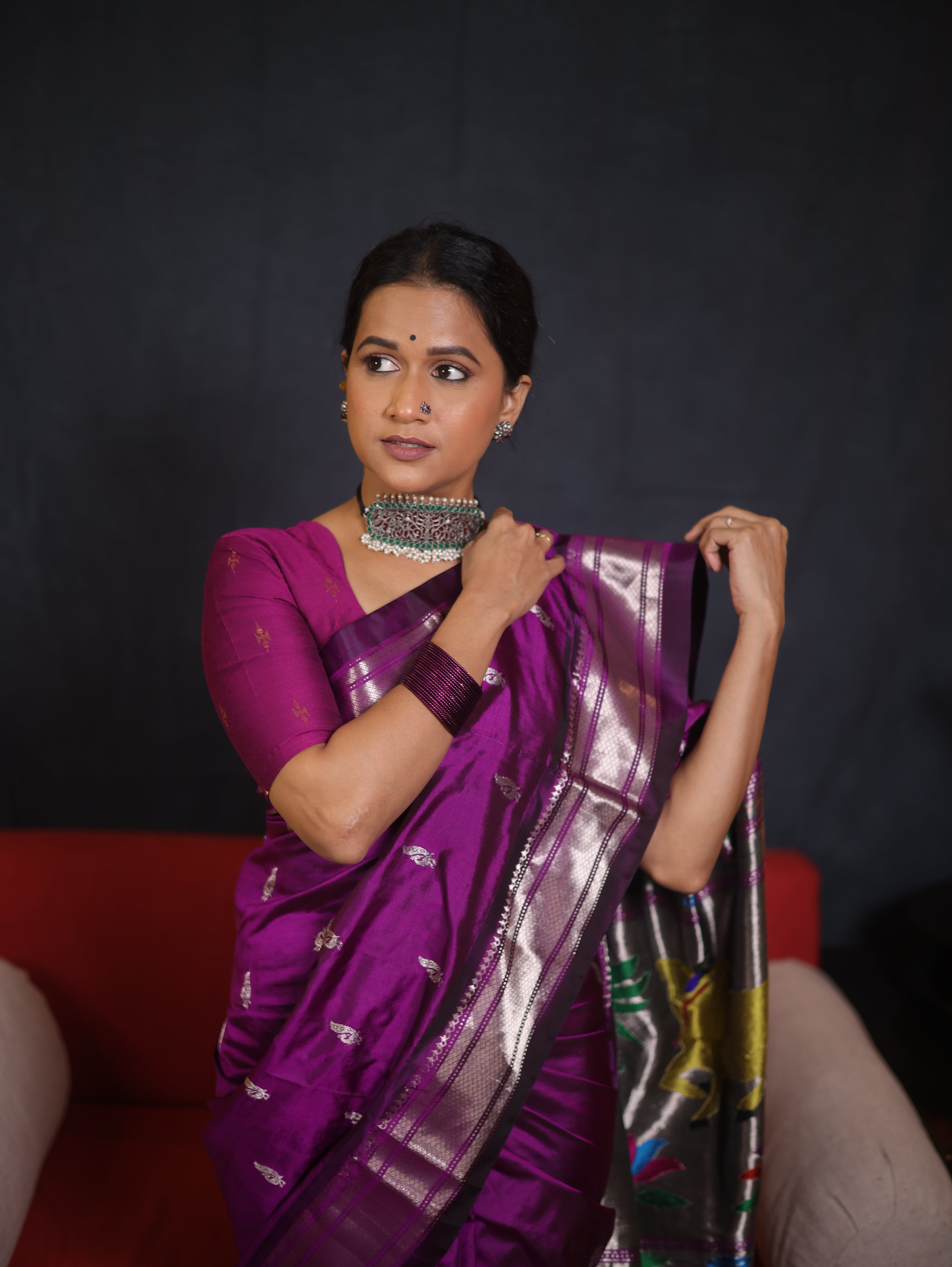 Purple Silk Paithani Saree - SRPSPS730