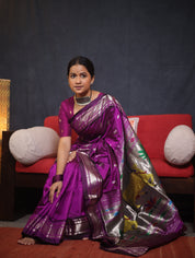 Purple Silk Paithani Saree - SRPSPS730