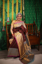 Brown Gadwal Silk Saree - SRBGSS289