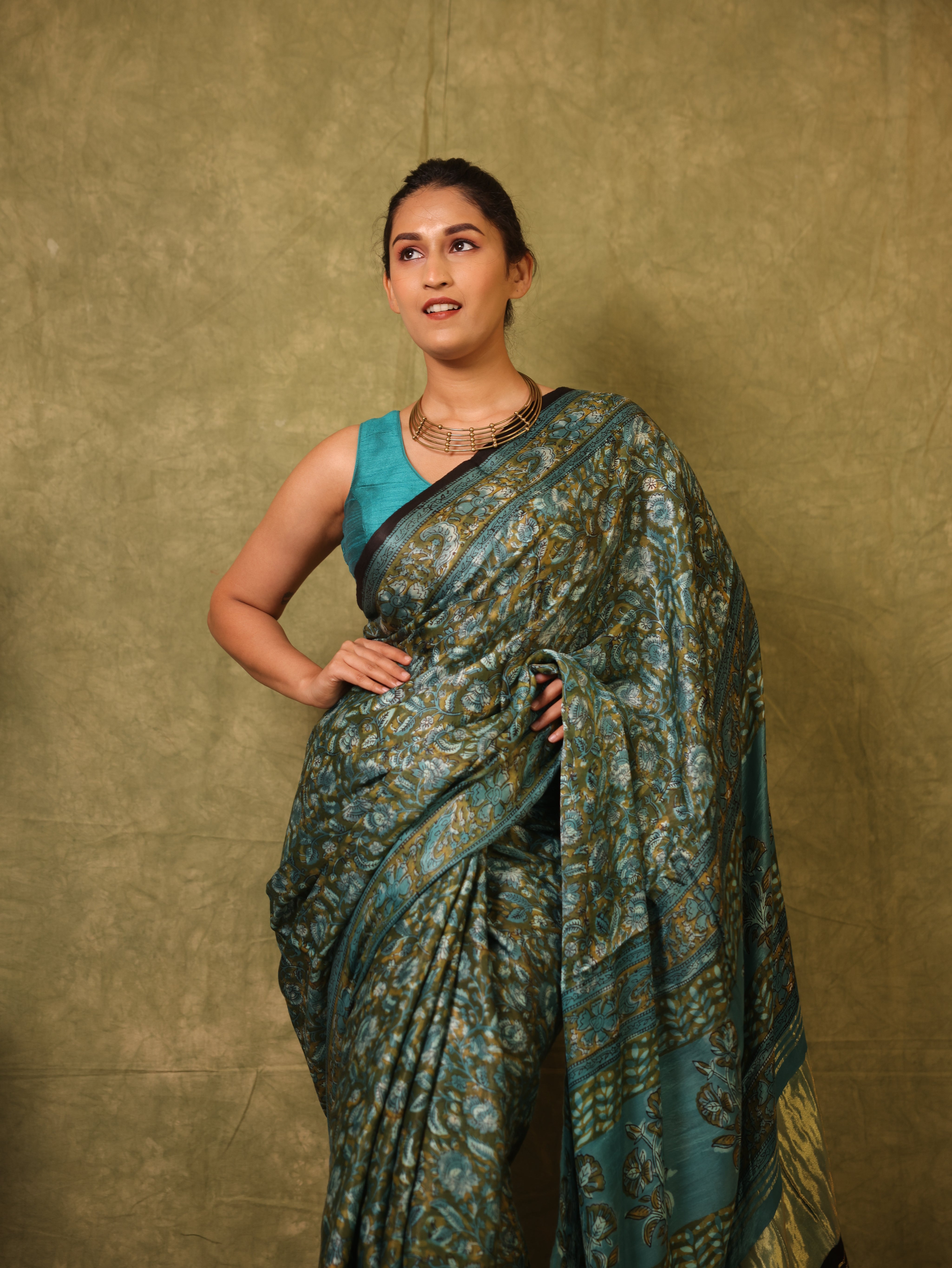 Mehendi Green HBP Modal Silk Saree - SRMGMSS546