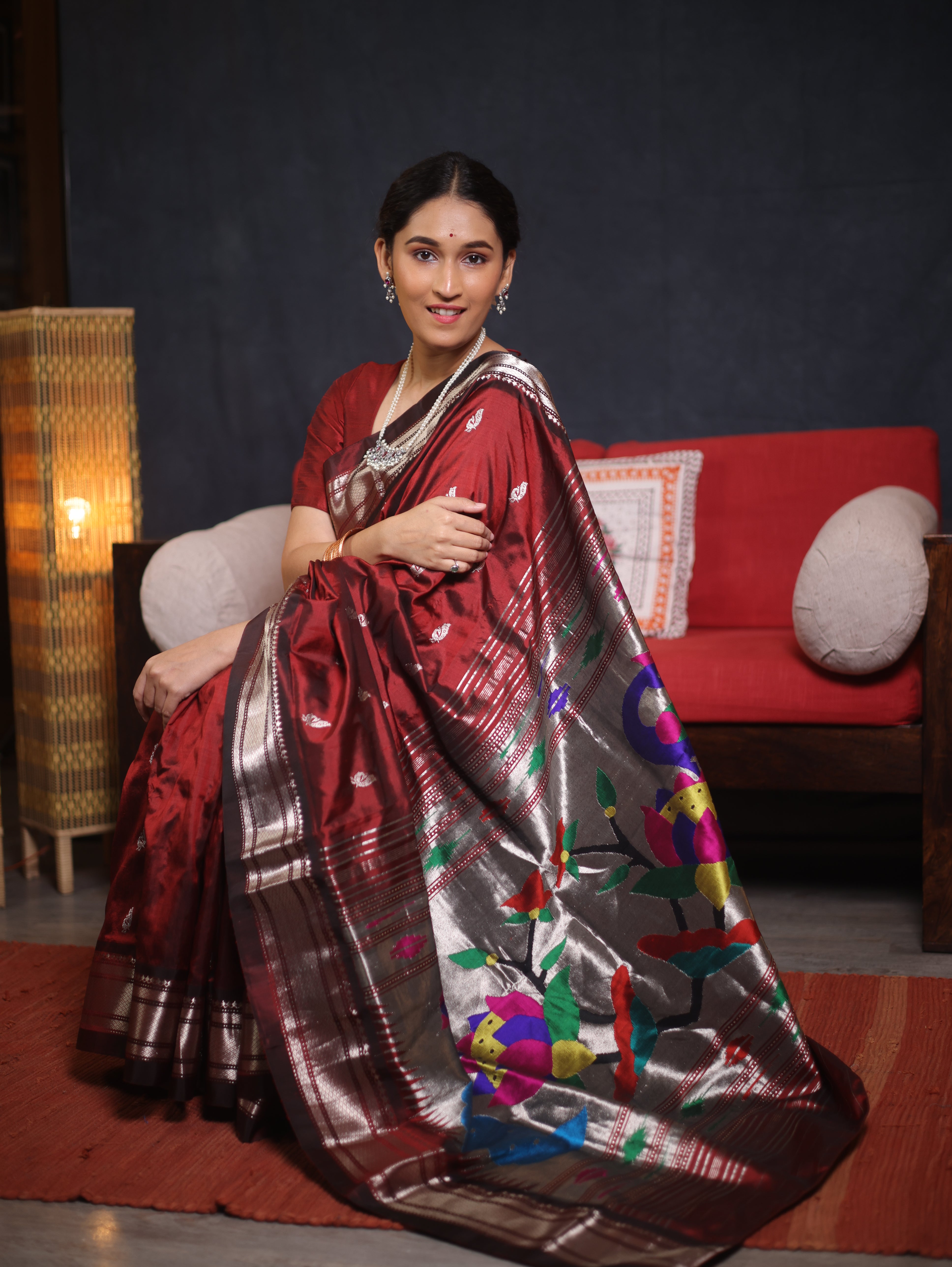 Coffee Brown Silk Paithani Saree - SRCBPS734
