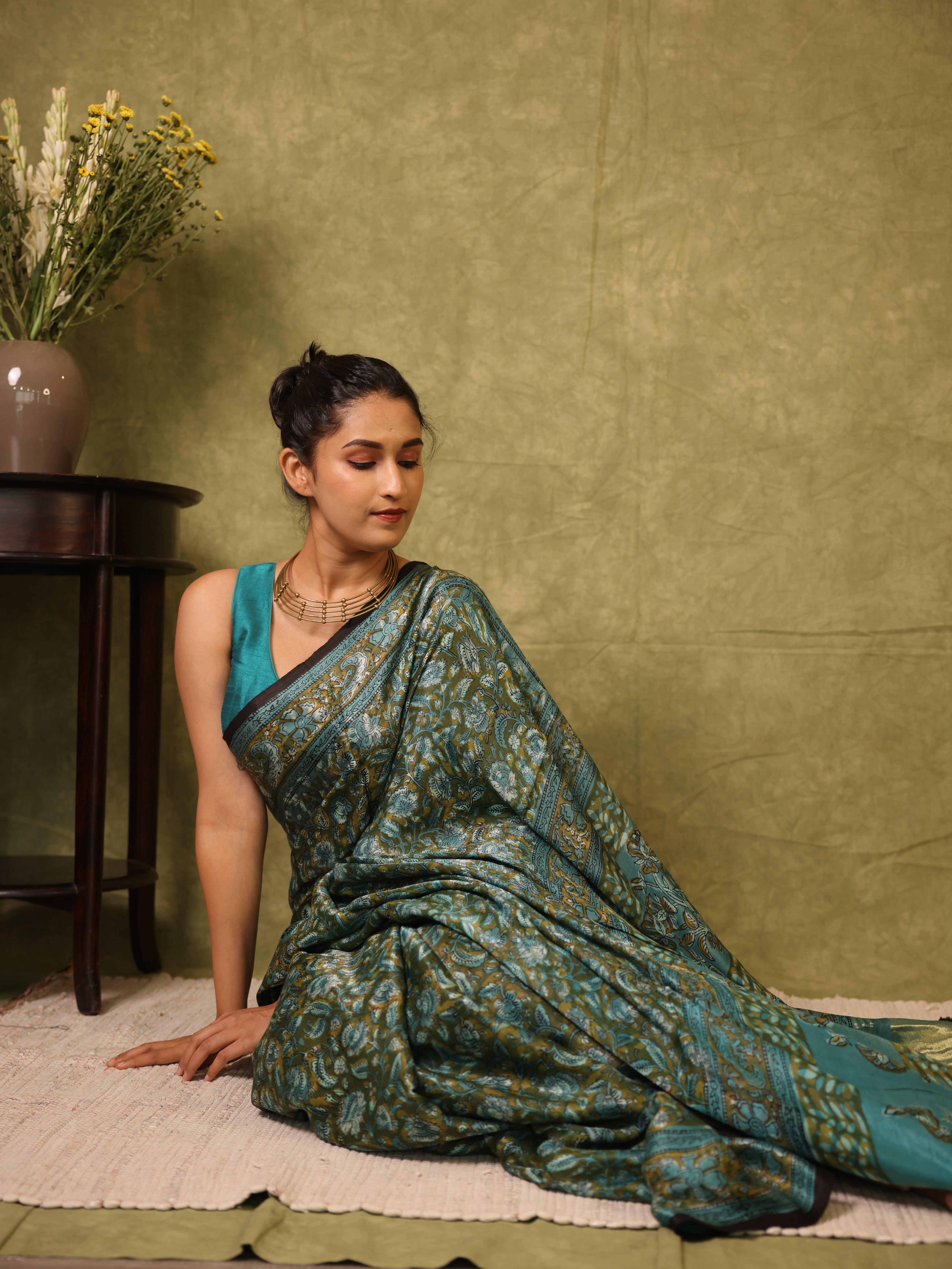 Mehendi Green HBP Modal Silk Saree - SRMGMSS546