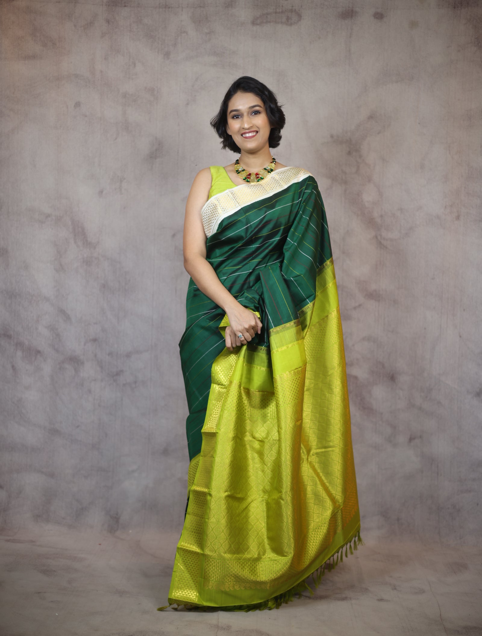 Green Kanjeevaram Silk Saree-SRGKSS445