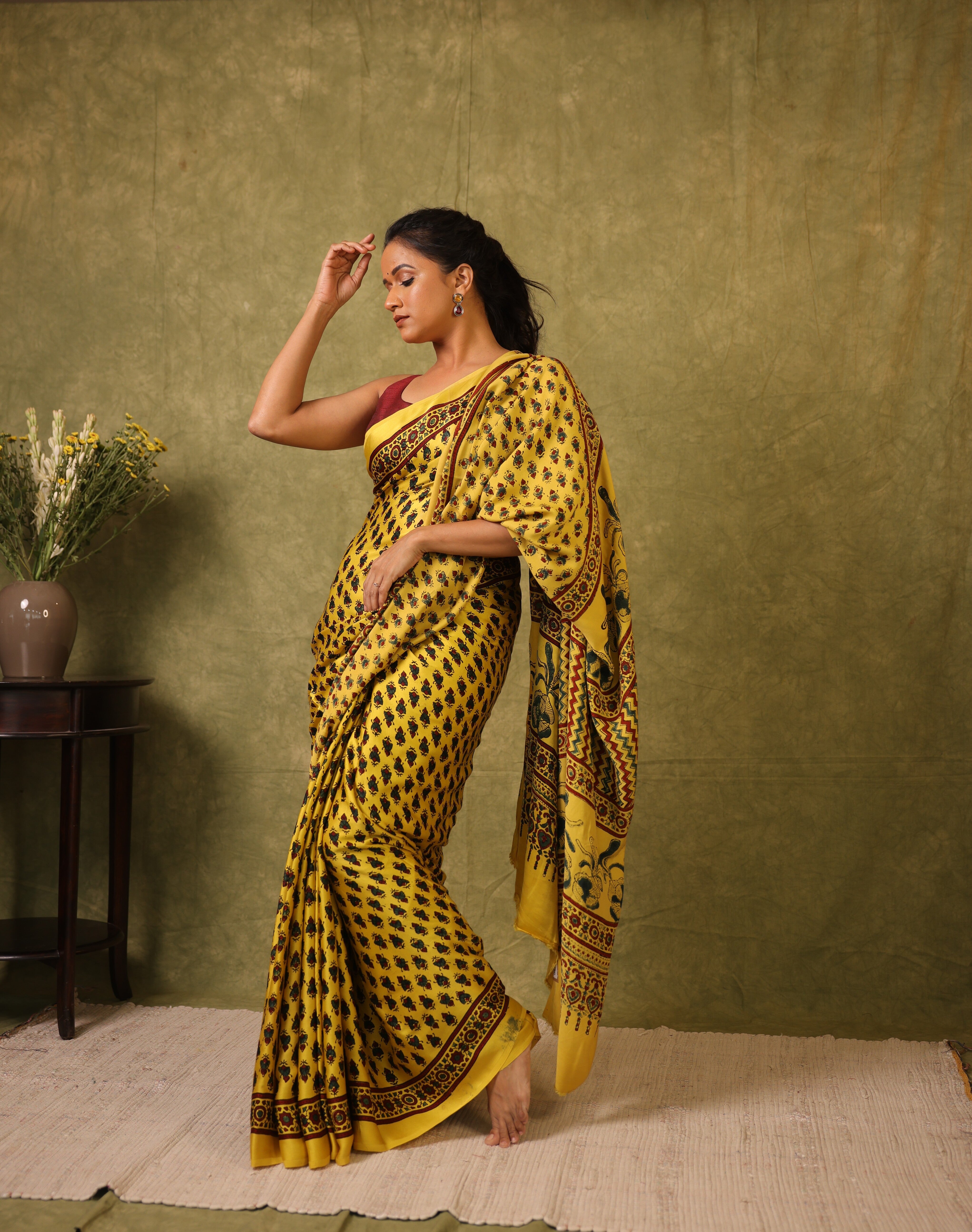 Yellow HBP Modal Silk Saree - SRYMSS527