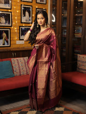 Plum Raw Silk Saree - SRPRSS680