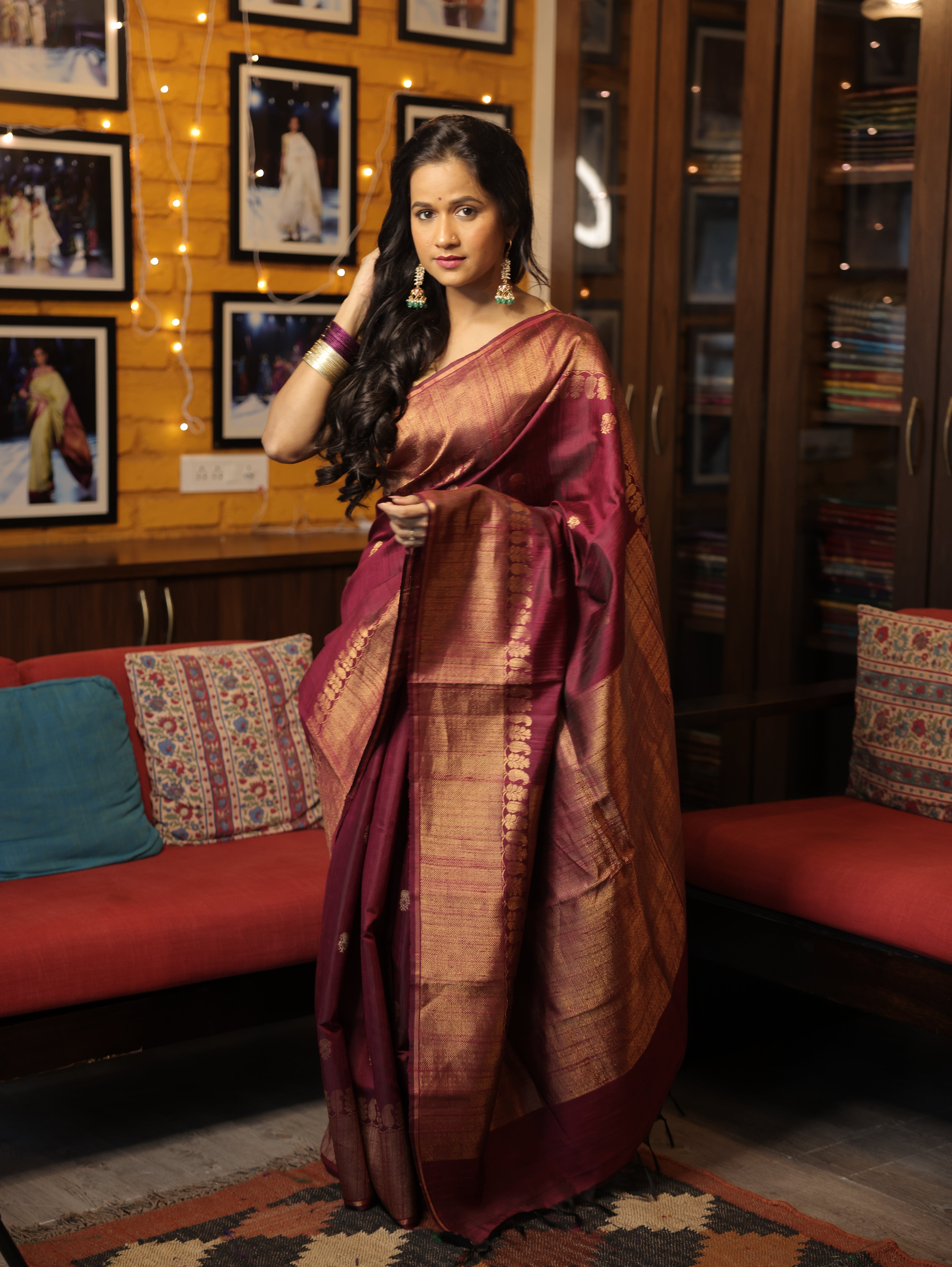 Plum Raw Silk Saree - SRPRSS680