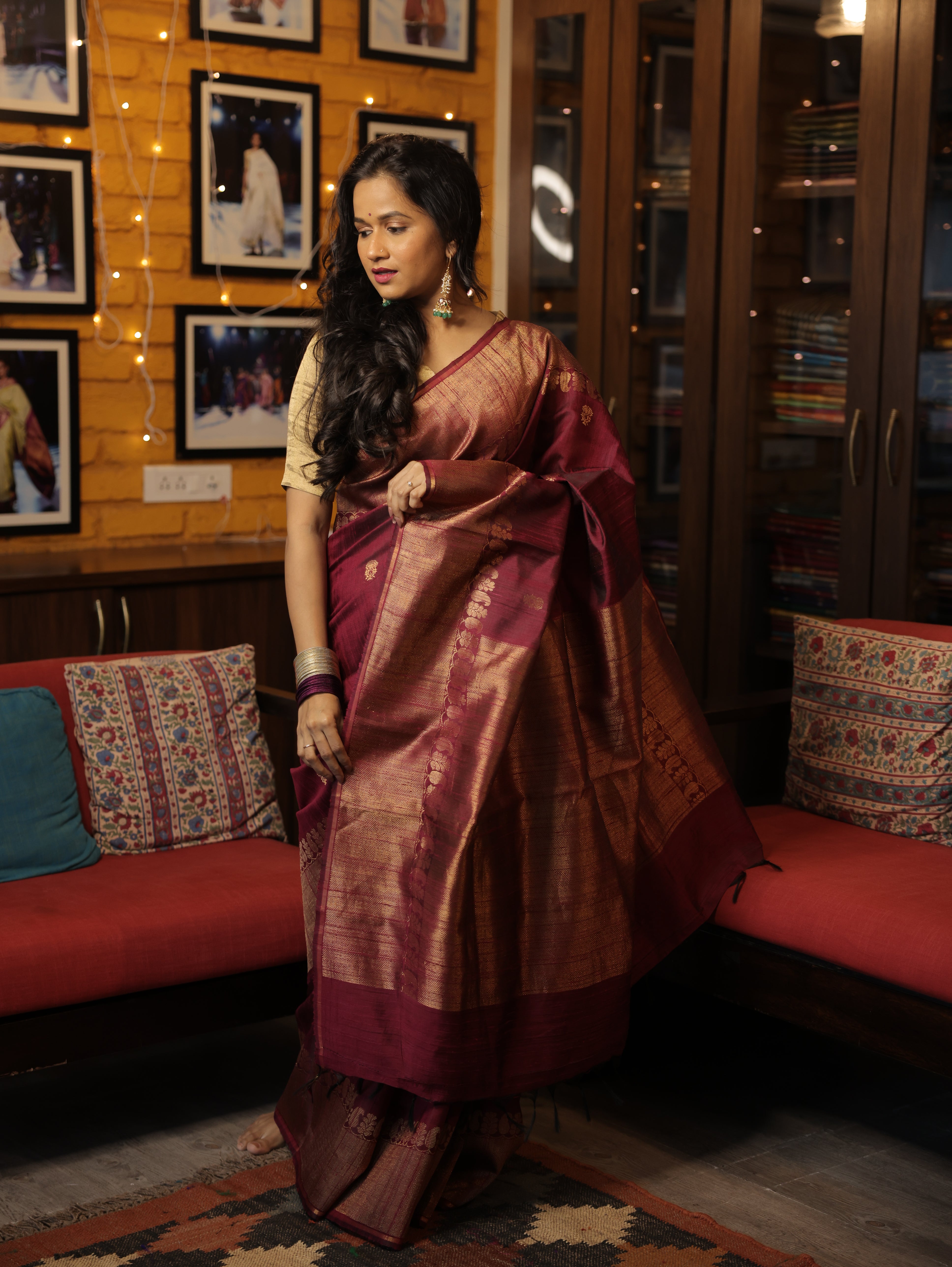 Plum Raw Silk Saree - SRPRSS680