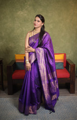 Purple Raw Silk Saree - SRPRSS946