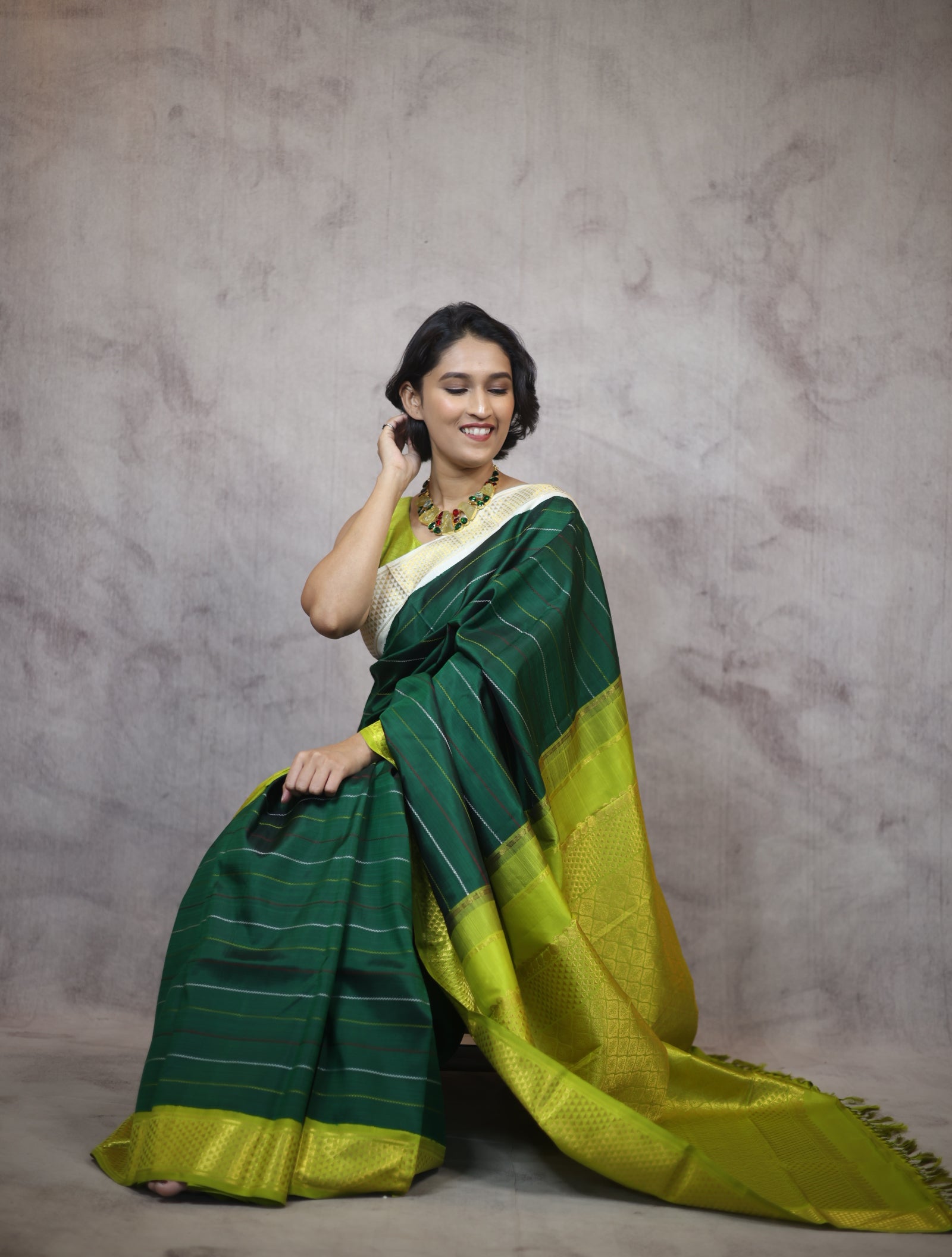 Green Kanjeevaram Silk Saree-SRGKSS445