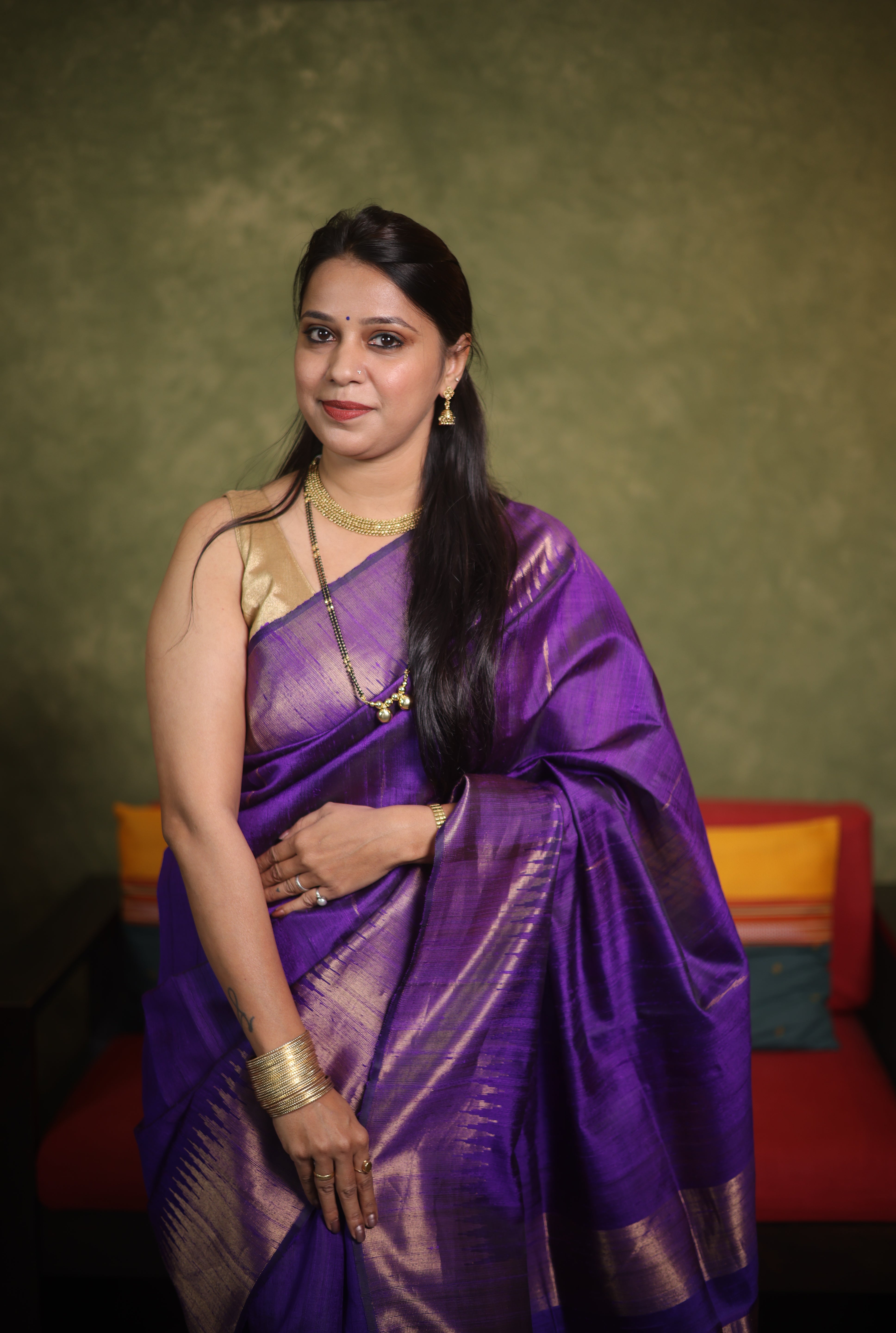 Purple Raw Silk Saree - SRPRSS946
