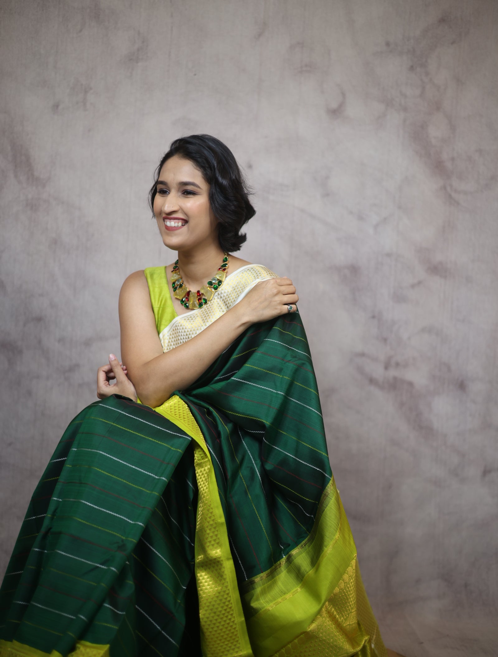 Green Kanjeevaram Silk Saree-SRGKSS445